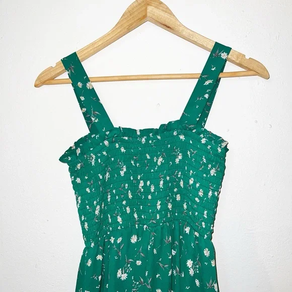 Jessica Simpson green floral smocked lined summer mini dress - Picture 11 of 11